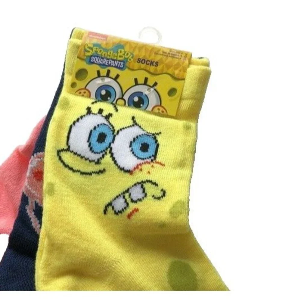 Nickelodeon Sponge Bob 3 Pair Mens Ladies Socks Patrick Jelly Fish Shoe Sz 6-12